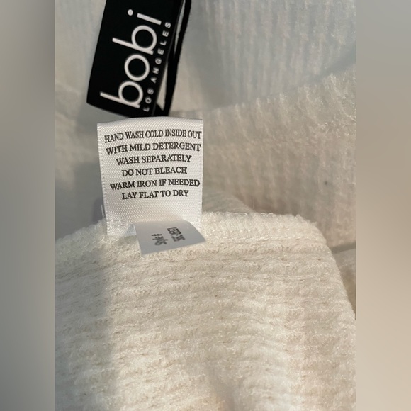 NWT bobi Waffle Boat Neck Raglan Long Sleeve Tee White - Various Sizes - Picture 6 of 6